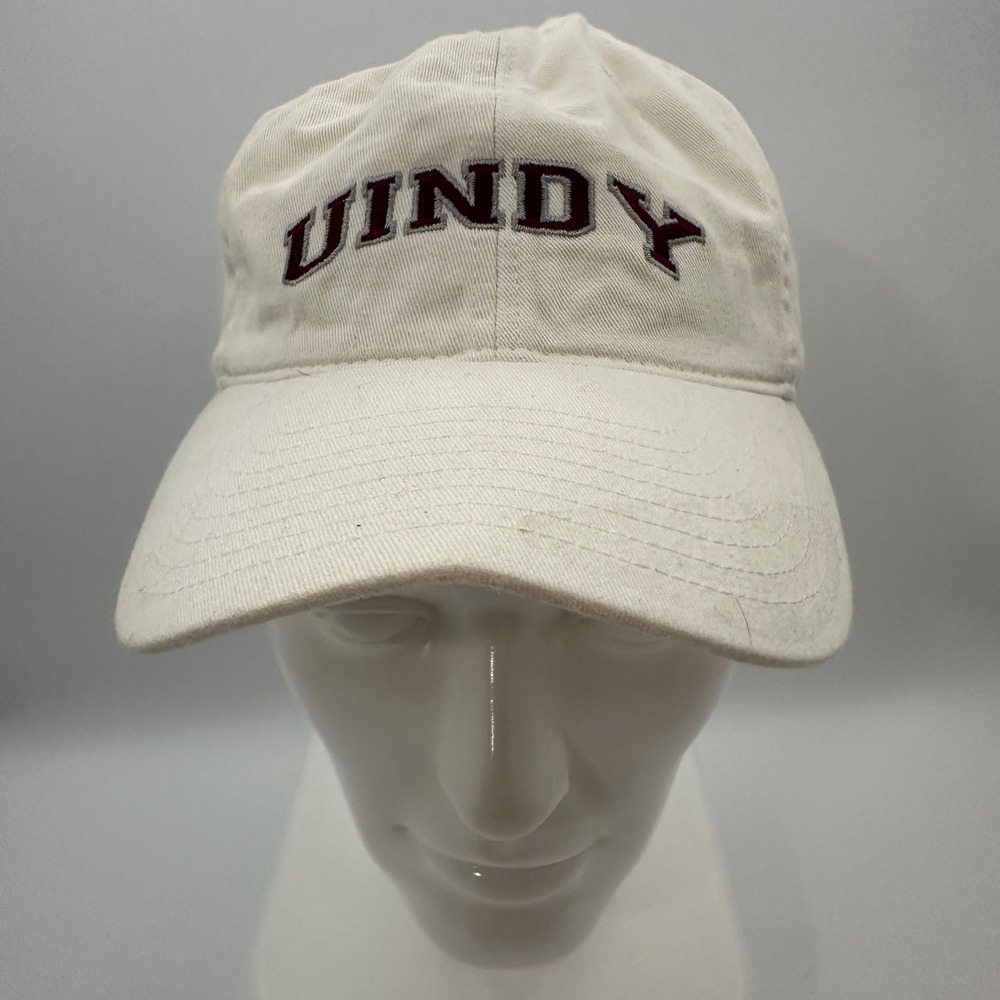 Vintage Y2K Legacy UIndy Greyhounds Hat OSFA Cream Cotton Strapback Baseball Cap